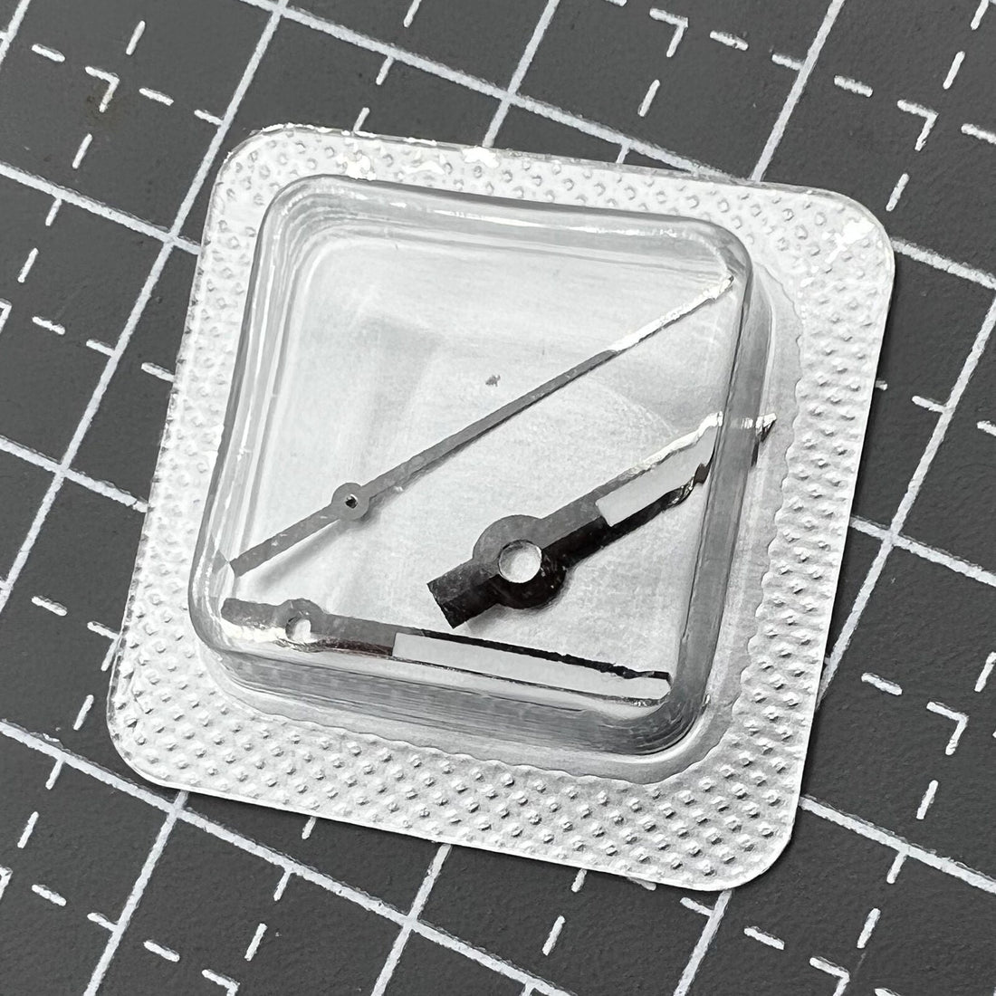 Silver-trimmed black painted watch hands set, 16mm, for ETA2836 movement by M005.4 brand