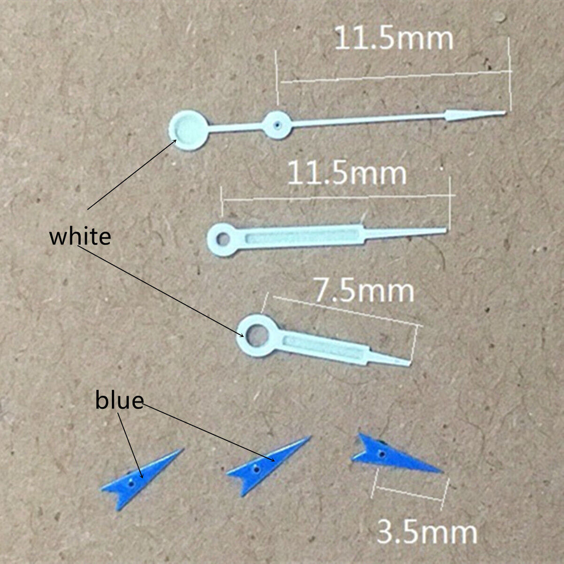 White pointed 11.5mm blue second hand for Miyota OS series watches, precise timing with White brand quality.