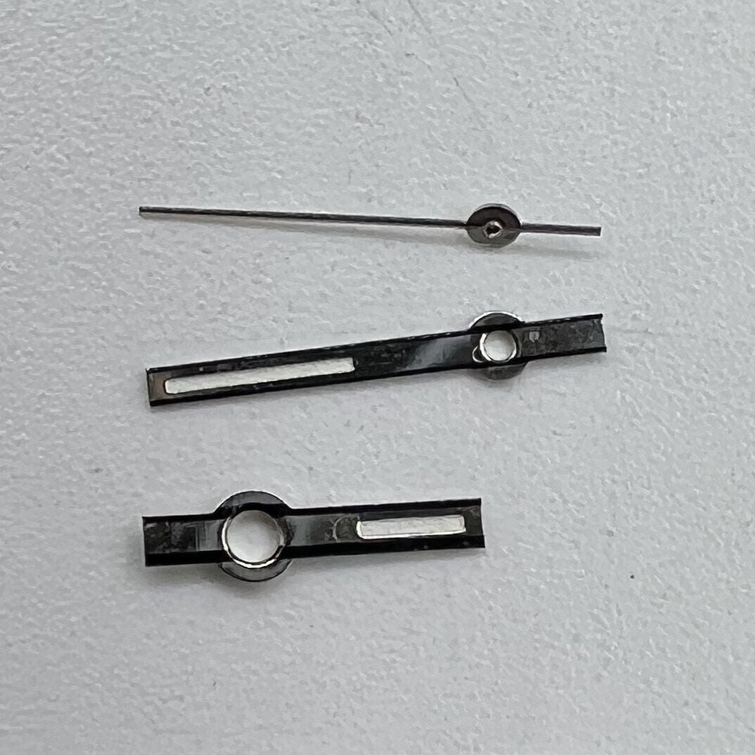 Luminous watch hands set for Miyota 2035, 11mm & 8mm lengths, perfect for custom watch repair.