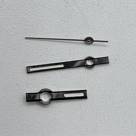 Luminous watch hands set for Miyota 2035, 11mm & 8mm lengths, perfect for custom watch repair.