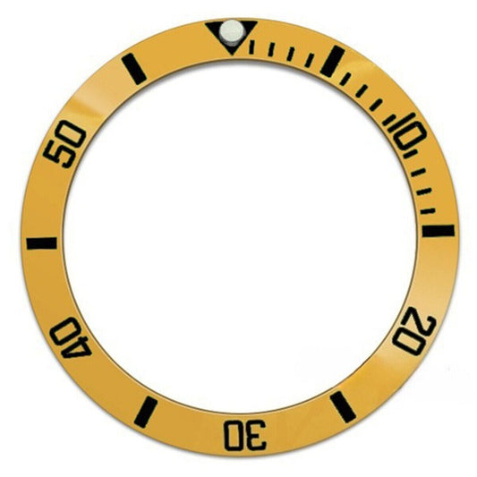 38mm Ceramic yellow bezel ring with black font for SUB007 watch by Slope, durable and stylish accessory.