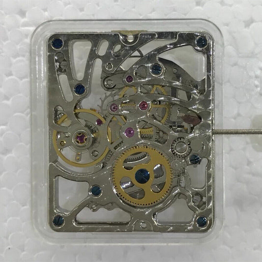 Hollow Square Hangzhou 2189 manual watch movement with chain-up mechanism for precise timekeeping.