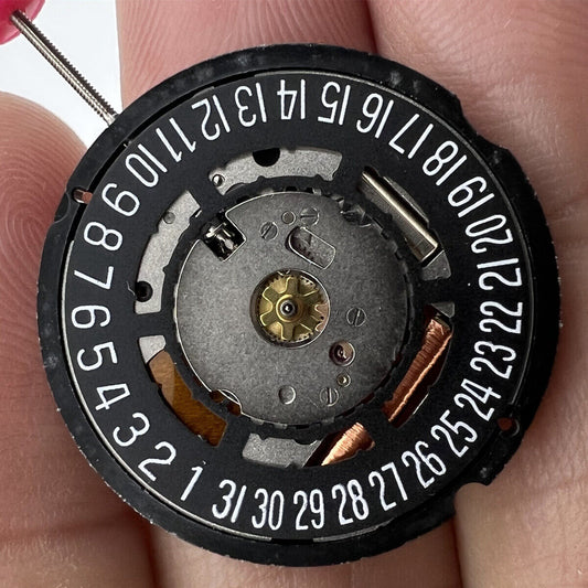 Swiss Part Ronda 715 quartz watch movement with black date wheel at 6 o'clock, replacement part