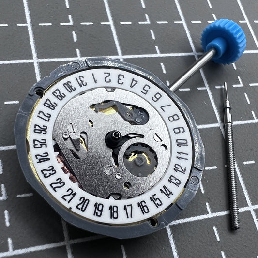 Japan Miyota 6L12 quartz watch movement with date at 6 o'clock, model 6L02 single calendar mechanism.