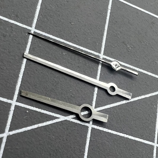 Black luminous-free watch hands set compatible with NH35A/NH36A movement, precision design.