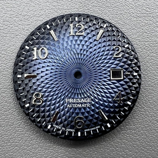 Silberfarbener 35mm Blauton Verlaufs Zifferblatt f�r NH35 NH36 Datum Uhr, elegantes Blau, WatchCraft