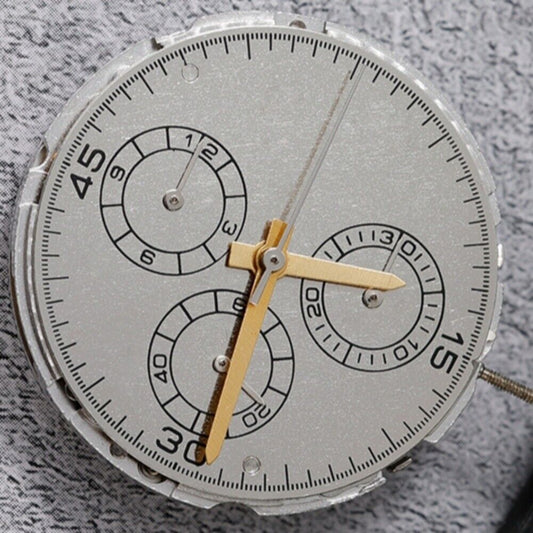 China Made 4130 automatic watch movement with multifunctional small second dials at 3, 6, and 9 o?clock for precise timekeeping.