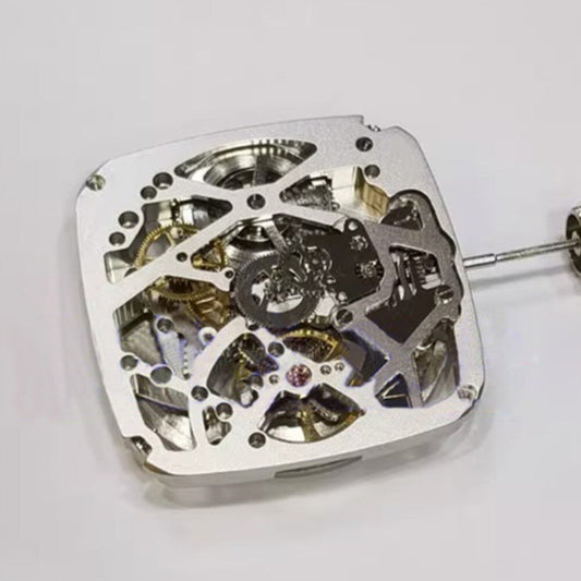 China Made Tianjin Hollow ST25 T25 square watch with 3 hands and automatic mechanical movement, elegant timepiece.