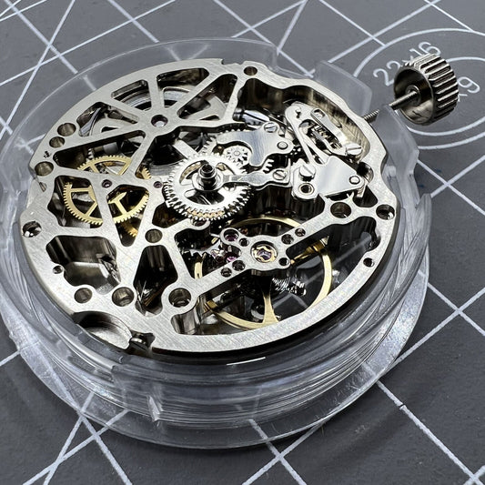 Seagull Silver Hollow ST2502K watch accessory showcasing intricate automatic mechanical movement detail