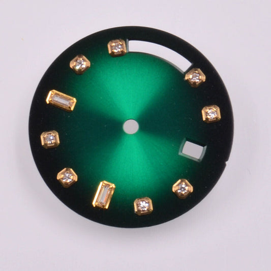Golden nail green 28.5mm watch dial for Seagull ST1644 with no lume and no scale, premium finish.
