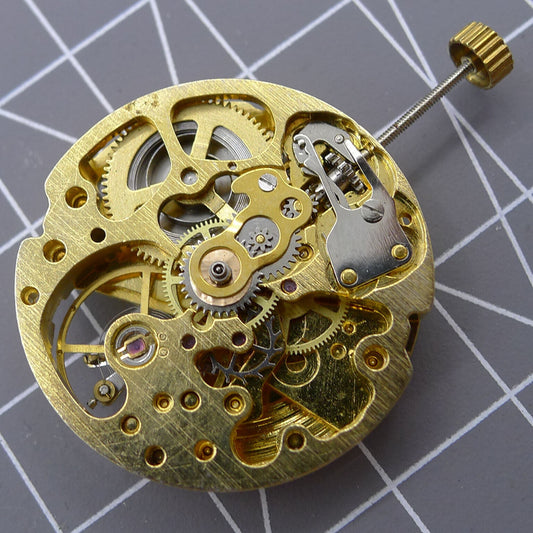 26.5mm DANDONG 7120 automatic mechanical watch movement with hollow golden design for accessories.