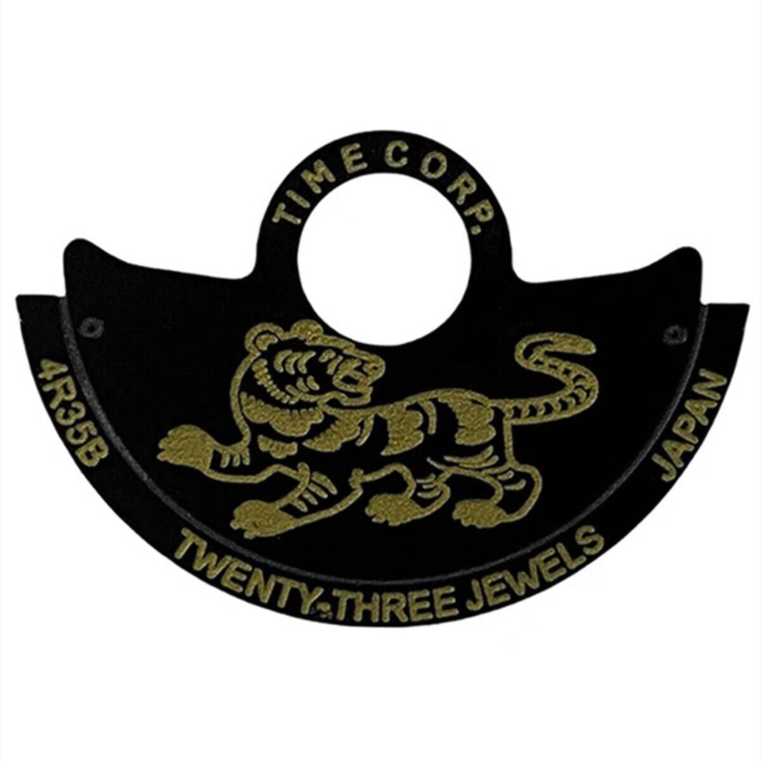 Tiger Zodiac black rotor overlay for NH35 NH36 watch movement, enhancing style and movement protection.