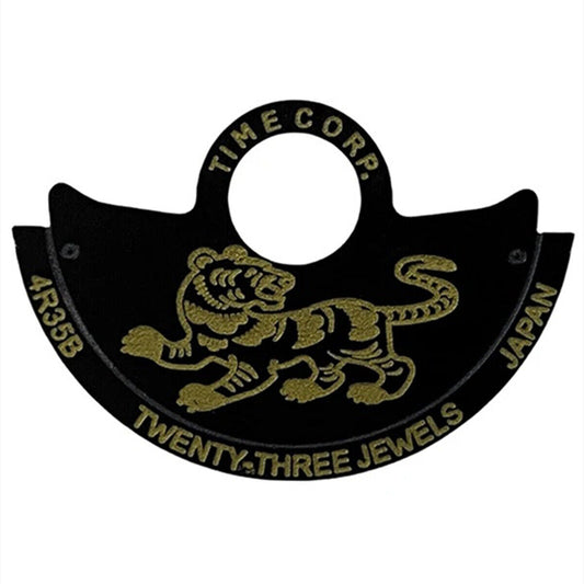 Tiger Zodiac black rotor overlay for NH35 NH36 watch movement, enhancing style and movement protection.