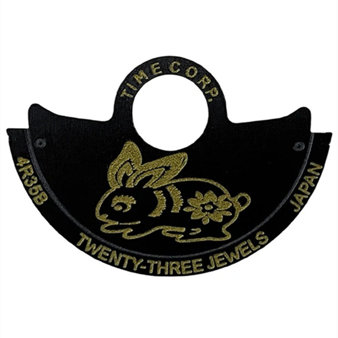 Rabbit China Zodiac black rotor overlay for NH35 NH36 4R35 watch movements, stylish accessory.