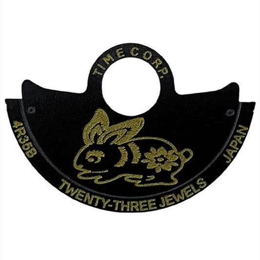 Rabbit China Zodiac black rotor overlay for NH35 NH36 4R35 watch movements, stylish accessory.