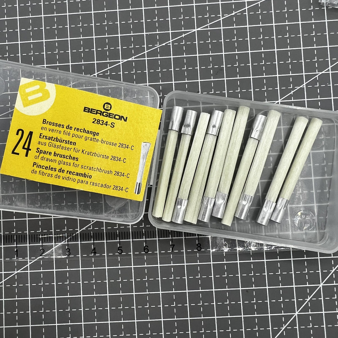 Swiss Bergeon 2834-S fiber cleaning brushes refill pack, 10 pcs for precise watch accessory maintenance