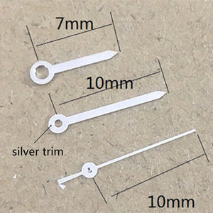 Silver Trim White Watch Hands for Miyota Movements