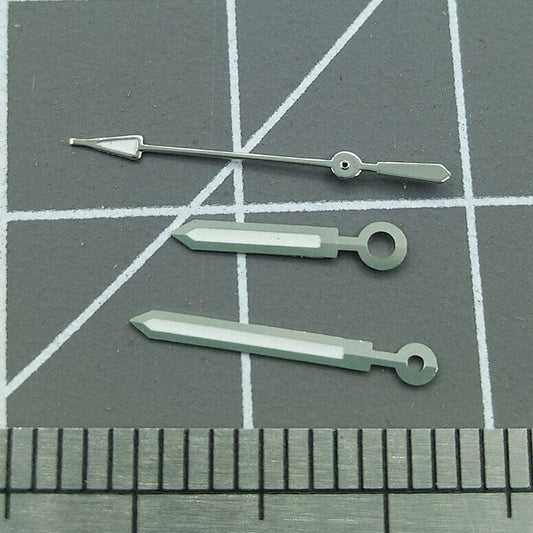 Silver-trimmed 12mm lume arrow watch hand for Miyota 2315 2035 2036 2115 2305 movements.