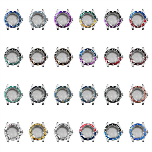 40MM sapphire magnifying glass watch case for NH35/NH36, durable replacement part for precise time viewing.
