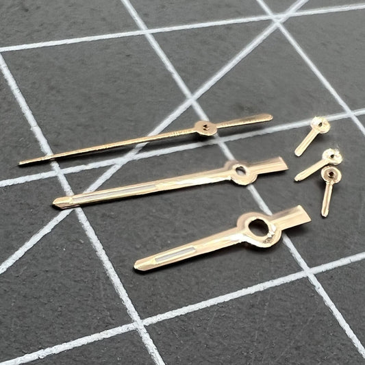 Rose gold 11mm watch hands with green lume, compatible with VX3J VX9J VX7J VX3N VX9N VX42 movements.