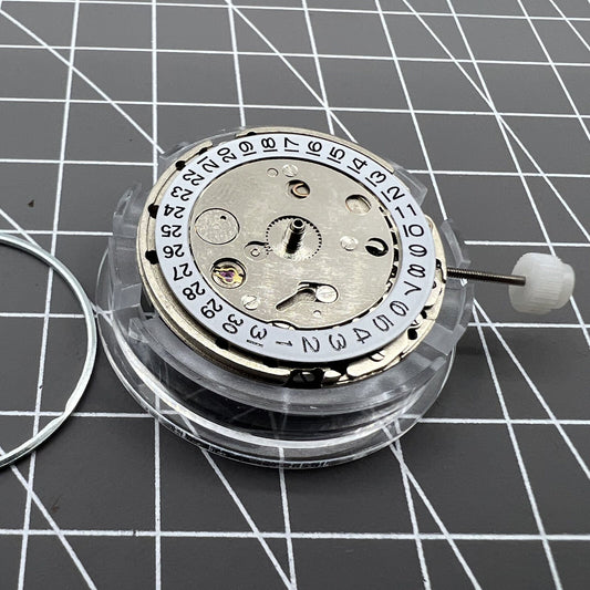 Mingzhu DG2813 silver automatic watch movement with 3 hands, ideal for watch accessories enthusiasts.