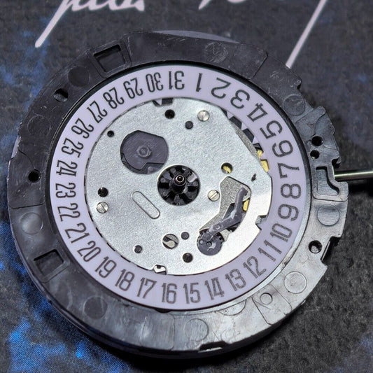 Miyota OS2A quartz watch with multifunctional date at 6, single calendar display, Japan made precision.