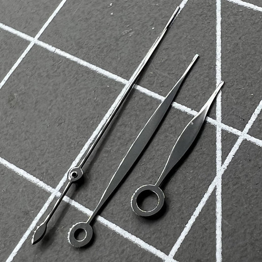 Black polished watch hands set 10.5x16x16mm for Tissot 1853 T41 T006 movement, precise fit and style.