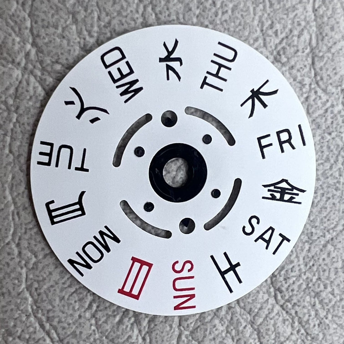 1. White Week Disk Wheel Crown AT 3.8 by Japanese&English, compatible with Seiko NH35/NH36 watches.  