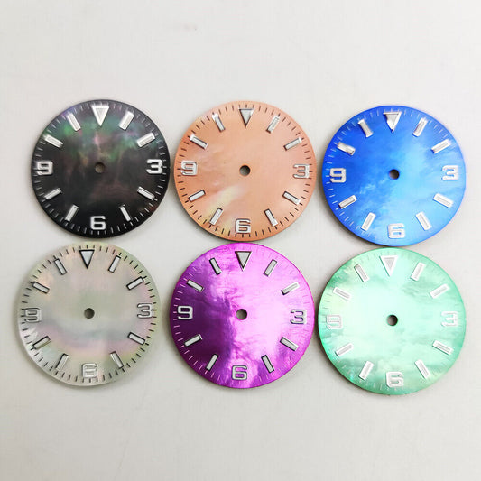 28.5mm Green lume numeral watch dial, compatible with NH35 4R35 automatic movement.
