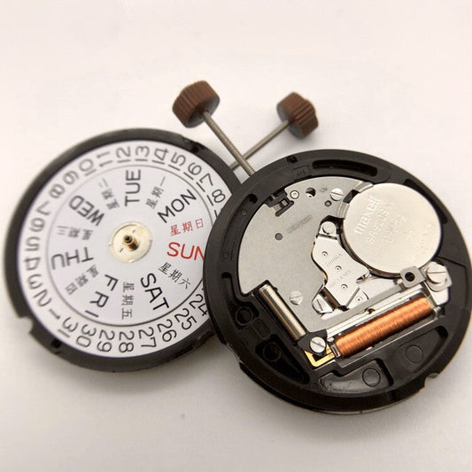 Ronda 517 quartz watch movement with English-Chinese day, date at 3, Swiss precision parts