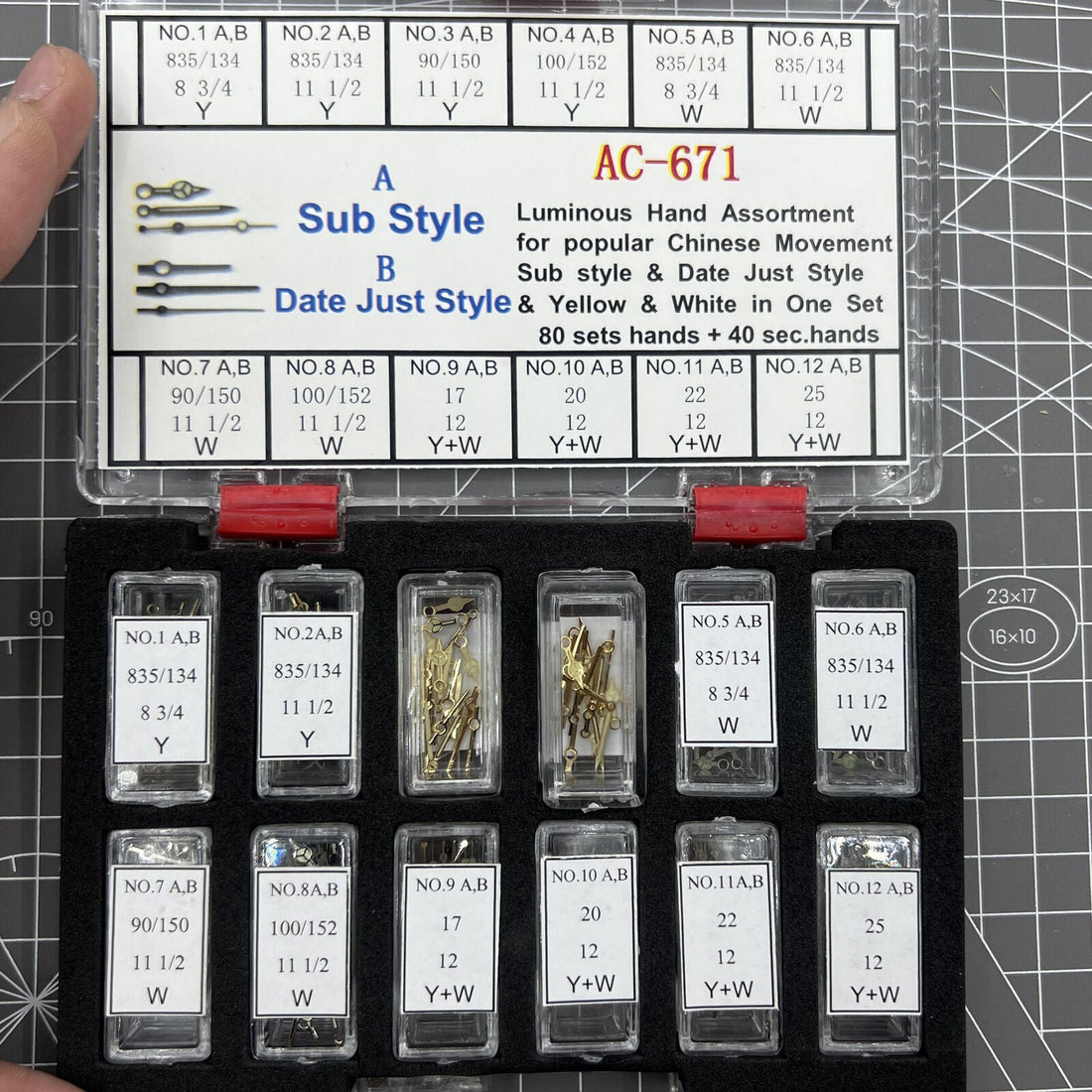 Set of luminous watch hands for Chinese movement, Datejust style, perfect for precise timekeeping and style.