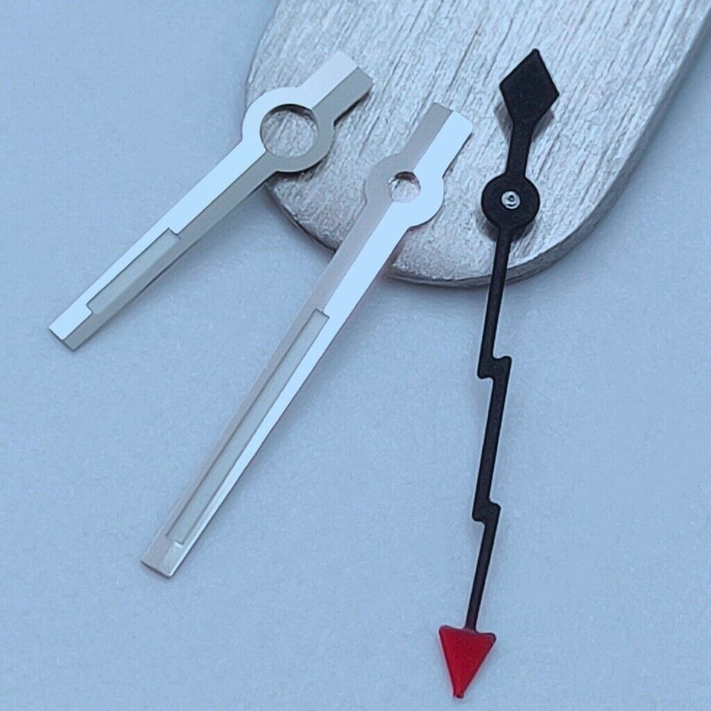 Silver-trimmed black lightning second hand with red pointed tip for NH35/36 watch movements