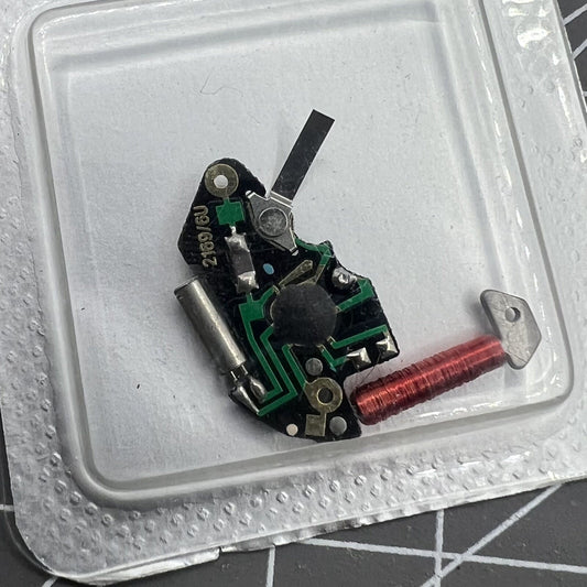 Swiss Made ISA 1198 quartz movement circuit board for precise watch accessory repair and replacement.