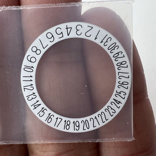 Date wheel overlay with black font on white background for NH35 NH36 movement, date displayed at 6 o'clock, brand quality.