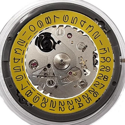 Japan Genuine NH35 automatic watch movement with dark yellow date disk for precise timekeeping
