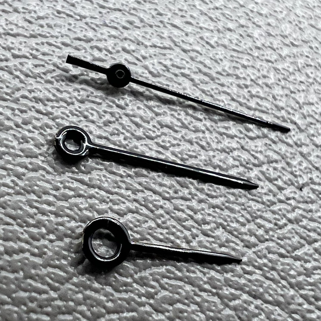 Set of 2 black hand sets for Miyota 2035 watch movement, sizes 11mm, 9mm, and 7mm, precision fit.