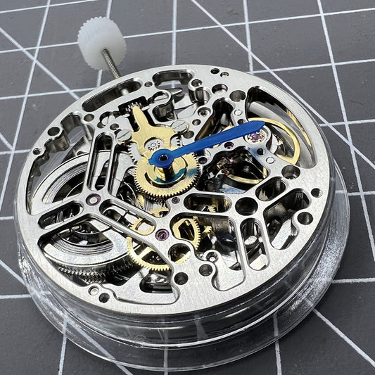 Asian HZ75DOA silver hollow balance wheel showcasing automatic mechanical movement for watch accessories.