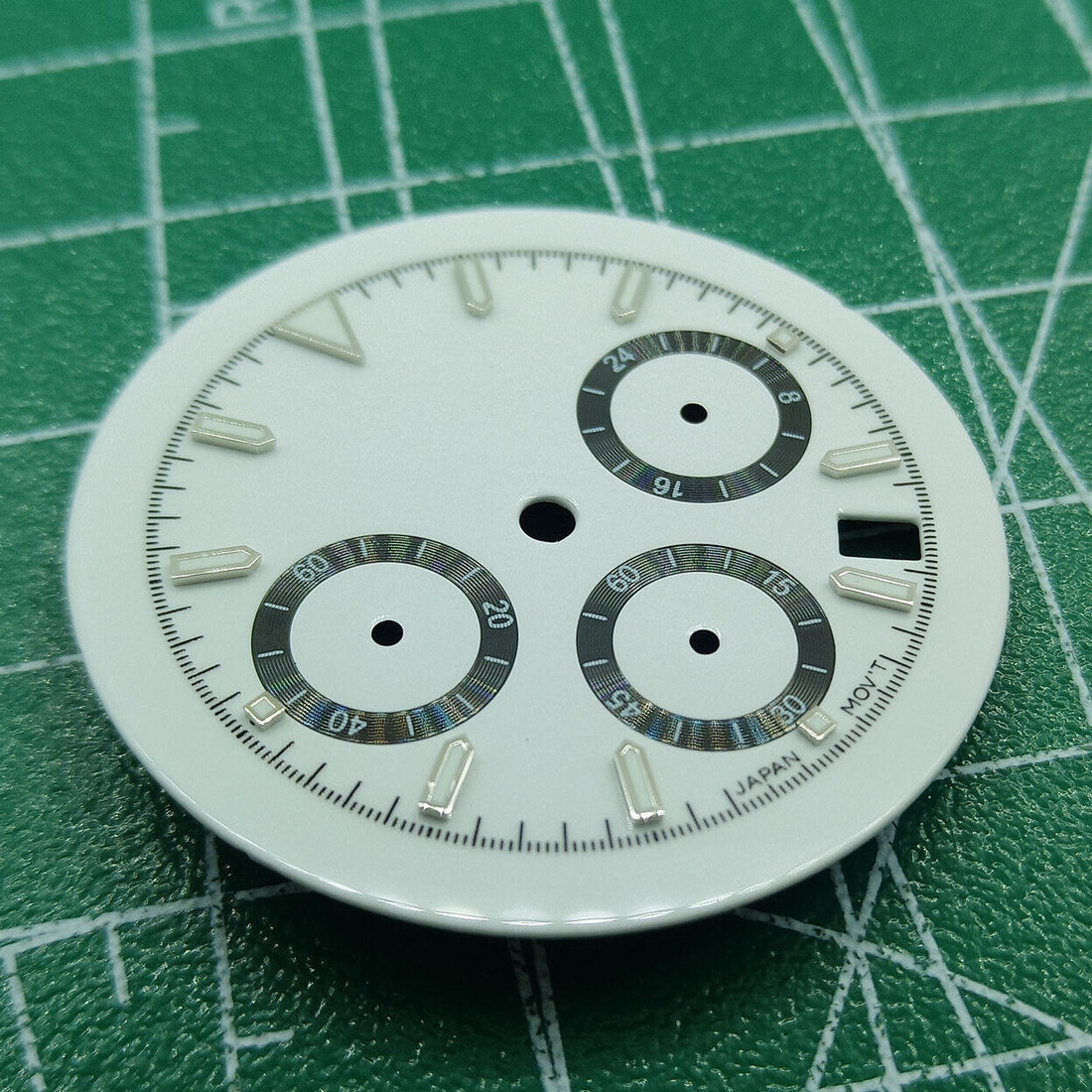 Green Luminous Matted White Watch Dial for VK63 Quartz Movement - Enhance Your Timepiece!
