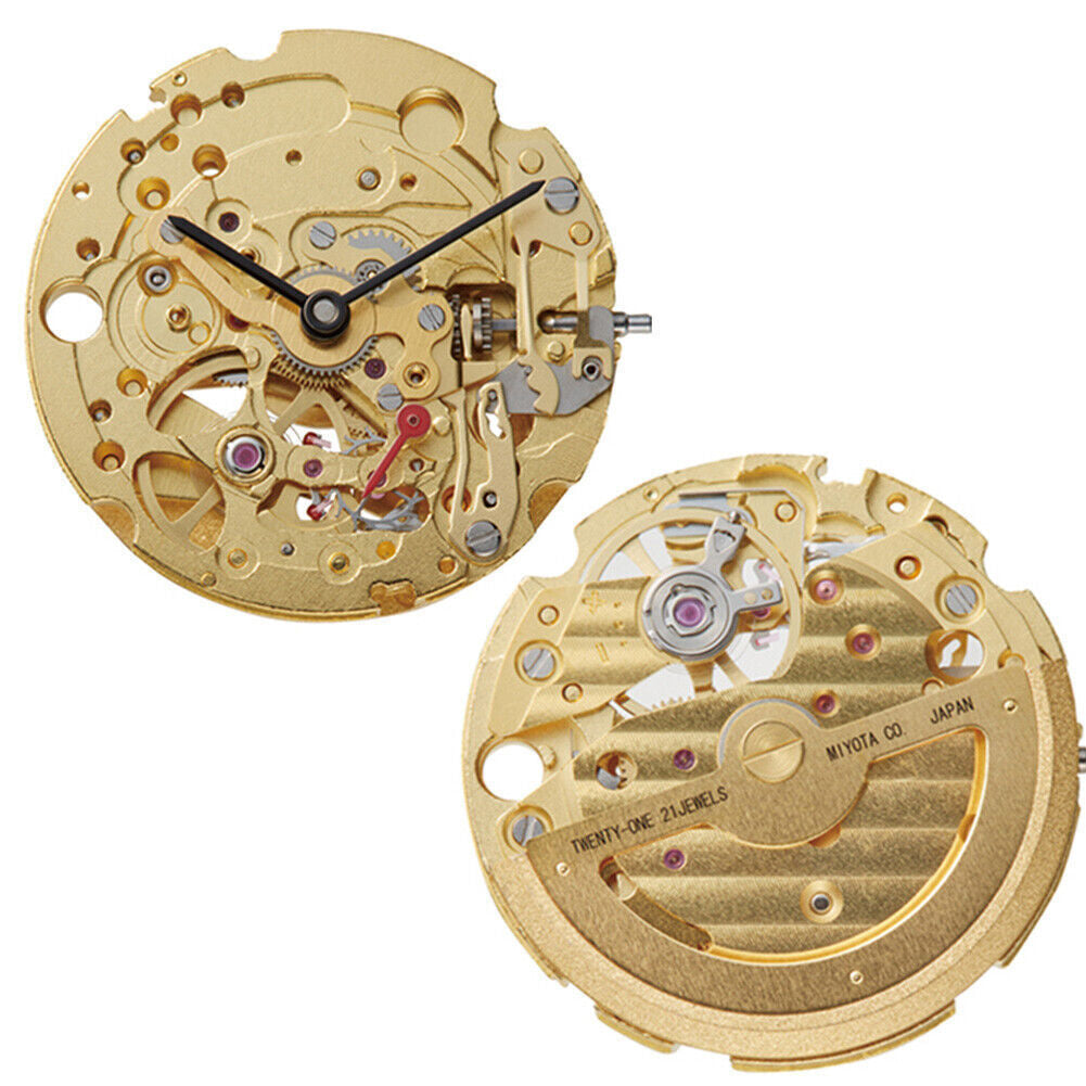 Miyota Citizen 82S5 golden plated automatic mechanical watch movement, precision timekeeping.