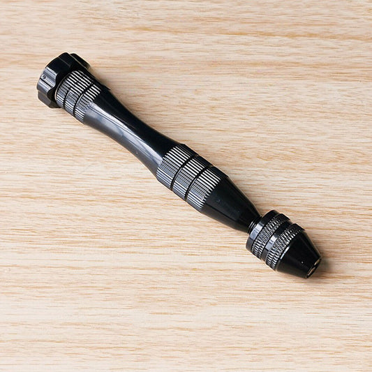 China Made 12cm black non-slip steel pin vice, precise watchmaker tool for 0.3-3mm openings.