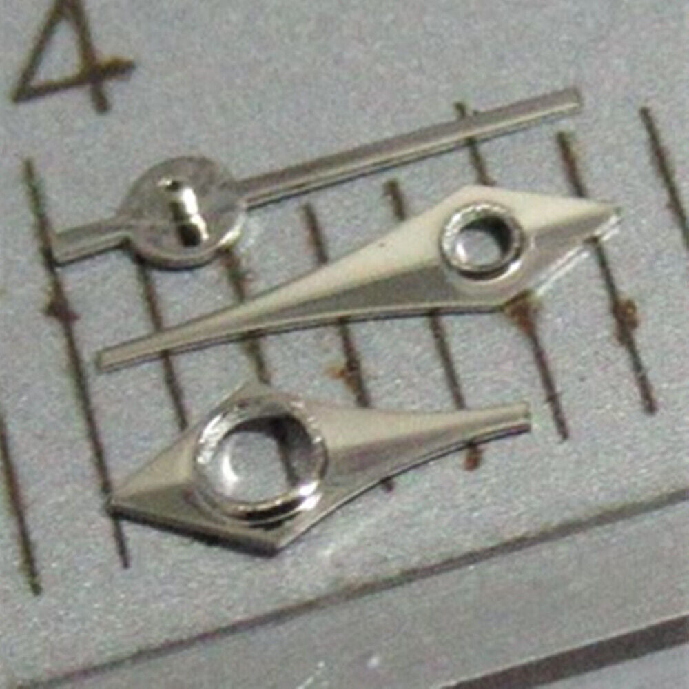Silver 4.5mm arrow-shaped watch hands set by Miyota for models 2035, 2115, 2105, 2305, 2315.