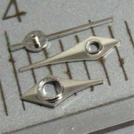 Silver 4.5mm arrow-shaped watch hands set by Miyota for models 2035, 2115, 2105, 2305, 2315.