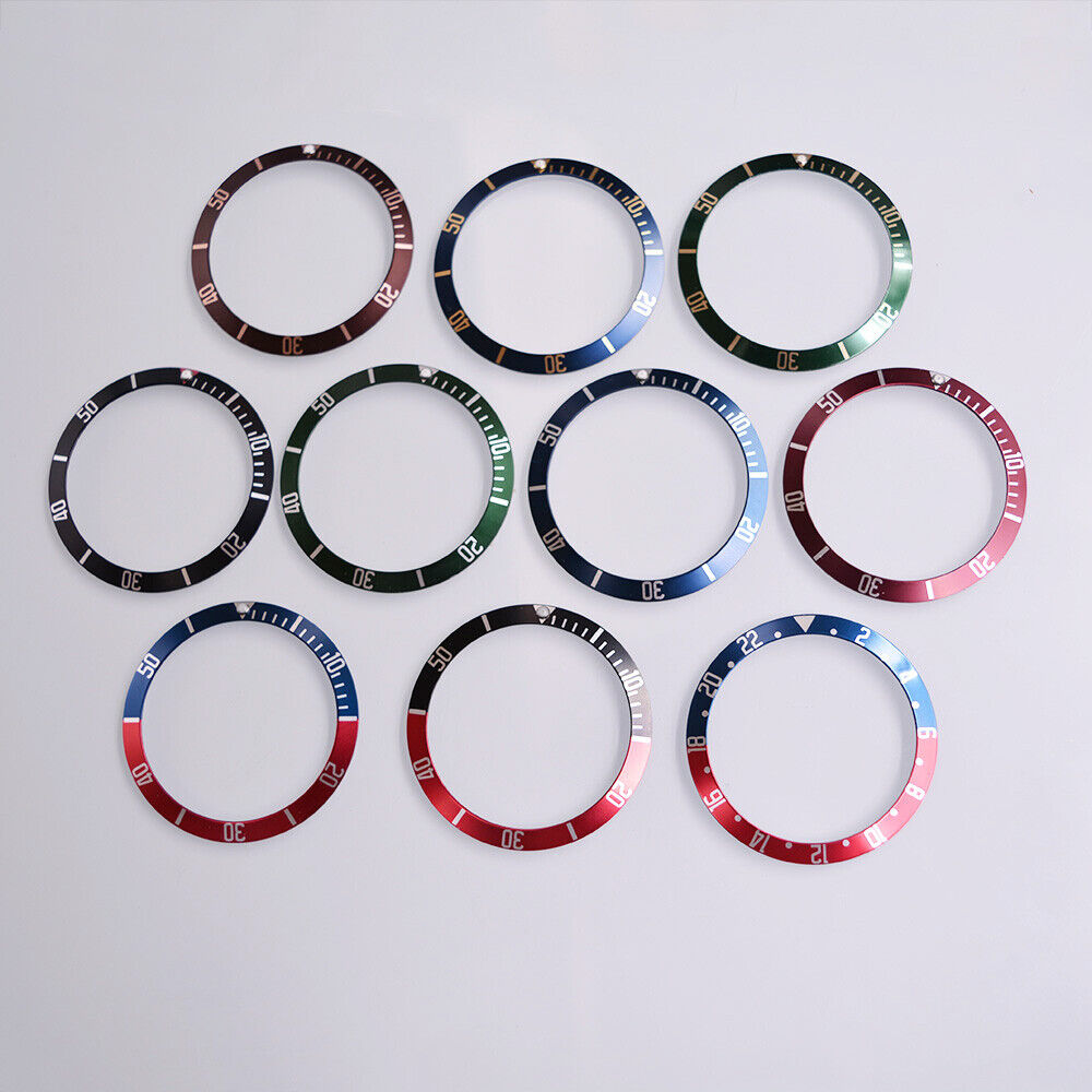 39.5mm aluminium diving bezel insert for SUB/GMT automatic watches, durable and corrosion-resistant.