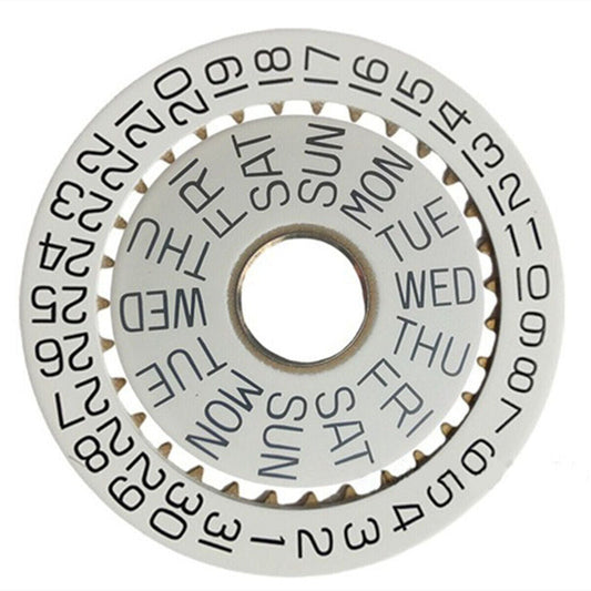 White date disk with week and date wheels for ETA7750 movement watch repair parts.