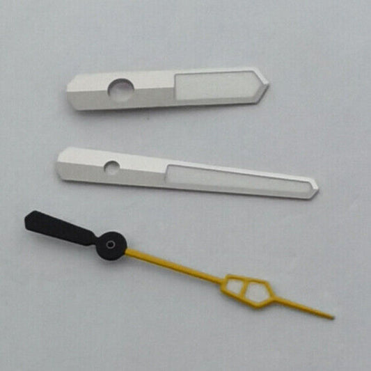Silver trim yellow second hand for NH35 NH36 7S26 7S36 4R35 watch movements, precise fit, Seiko compatible.