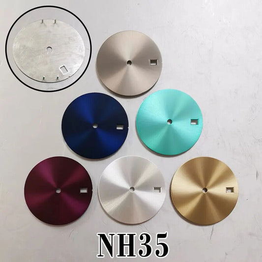 28.5mm No Lume Single Calendar Watch Dial for NH35/36 with sleek design and precise markings, perfect for custom watch builds.