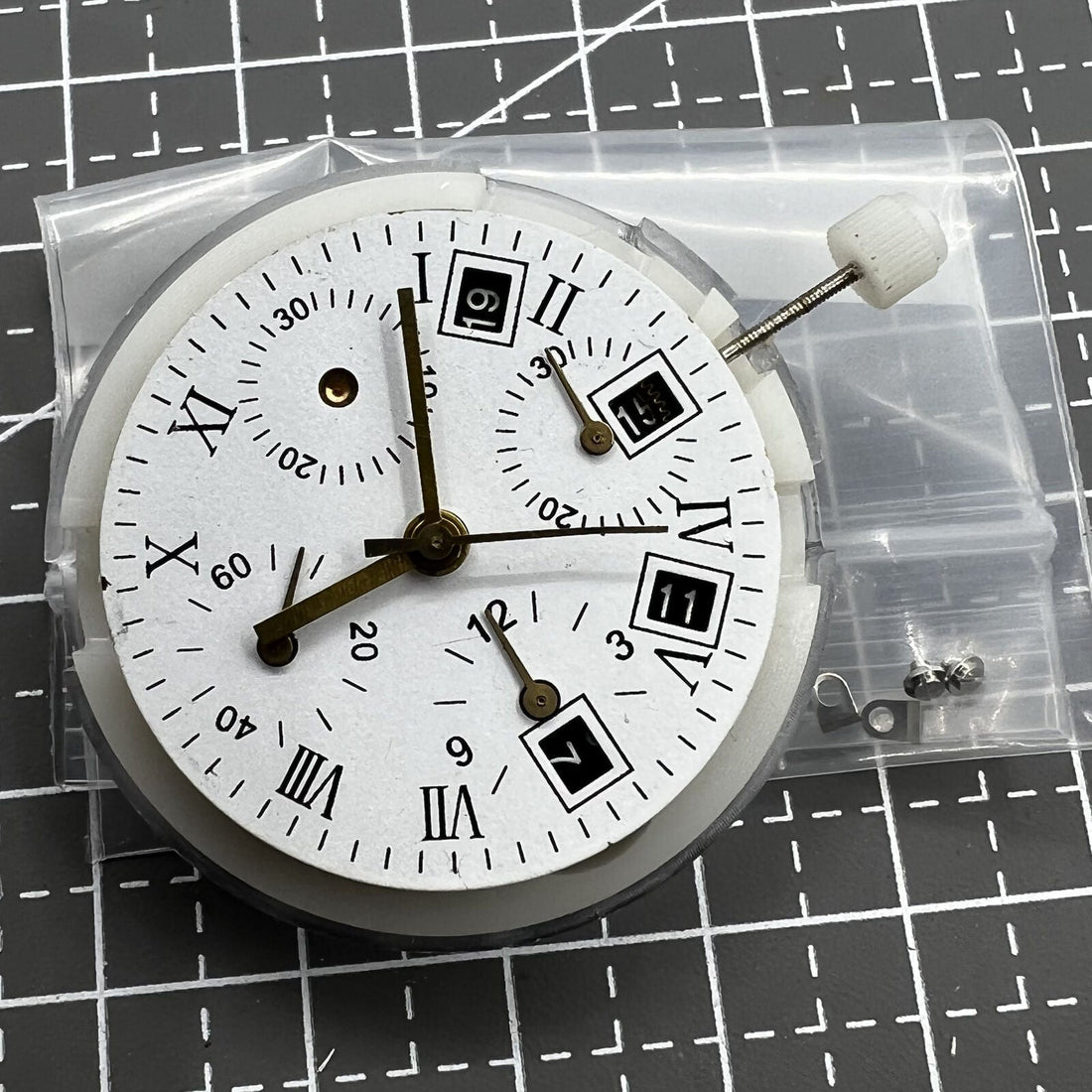 ETA 7750 Automatic Chronograph movement with single calendar, precise watch accessory component.