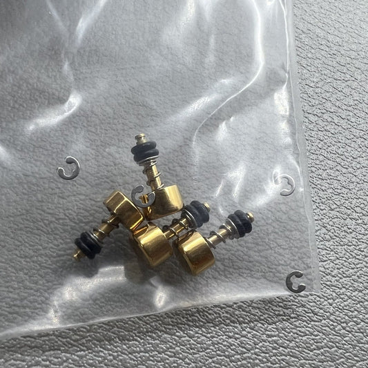 Set of 4 gold push buttons for Casio DW5600, stainless steel, waterproof watch accessories.