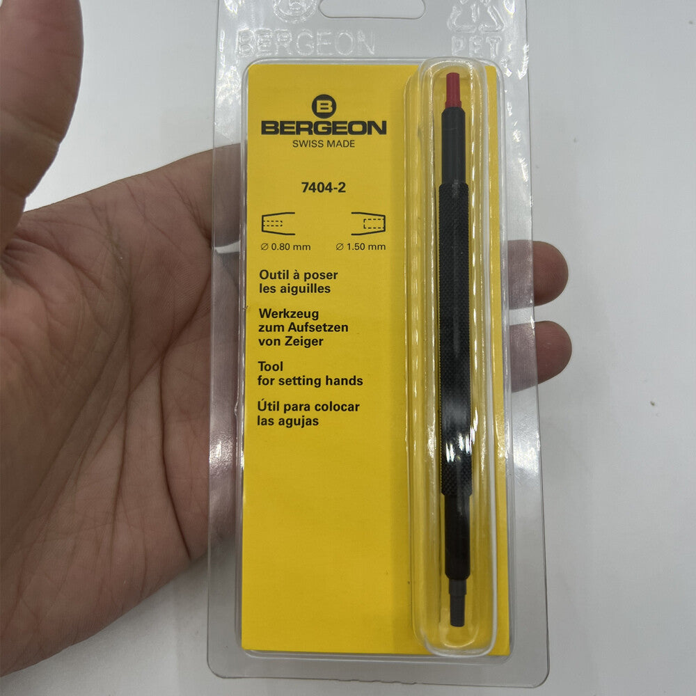 Bergeon 7404-2 precision watch hand fitting tool for accurate hand placement on timepieces.