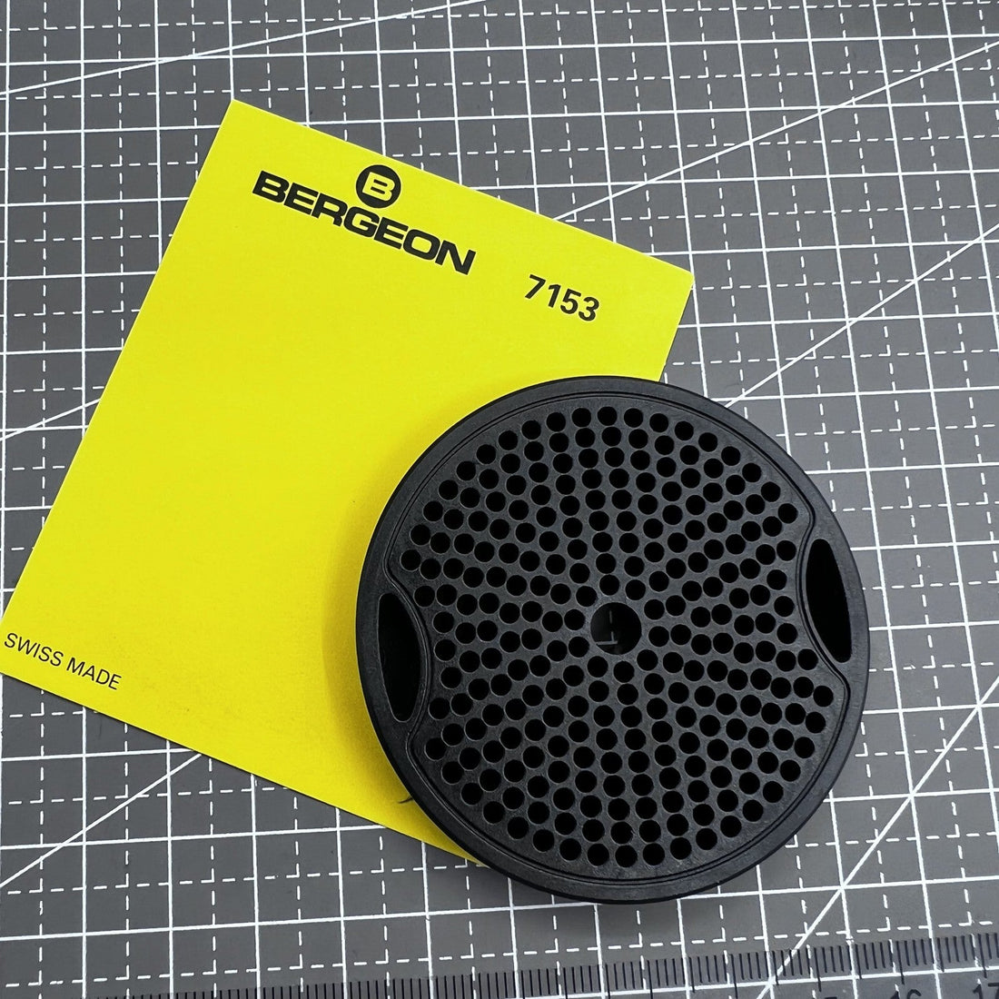 Swiss Bergeon 7153 base support for watch dials, sturdy work pad for precise watch repairs